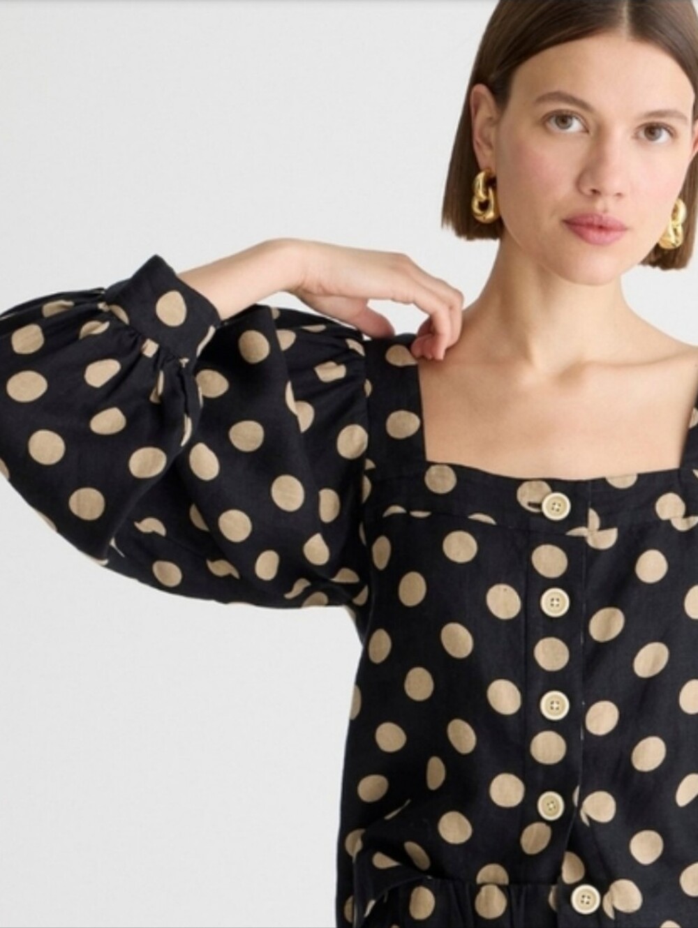 J. Crew Polka Dot Linen Top